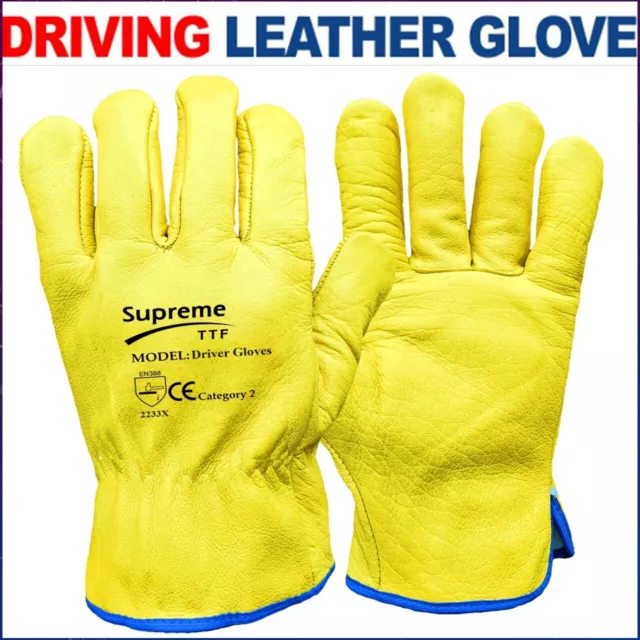Yellow Leather Gardening Gloves Thorn Proof Garden Work Driver Safety Glove