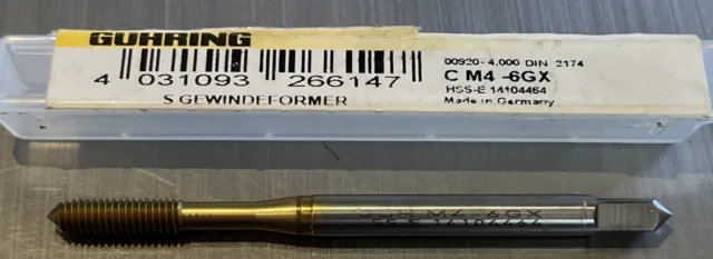 Guhring 921 M4 HSS-e TiN Coated Fluteless Thread Forming Tap