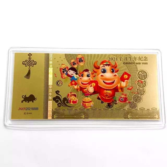 2021 China Ox  Lunar Year - 0.03g of Colored Solid Gold