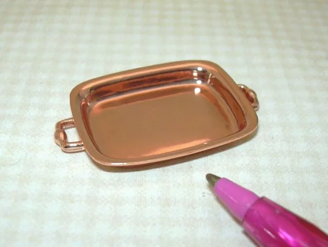 Miniature Shiny Copper-Colored Metal Roaster Pan - DOLLHOUSE 1:12