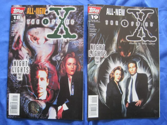 THE X FILES #s 18,19 : NIGHT LIGHTS, complete 2 issue 1996 TOPPS story. MULDER