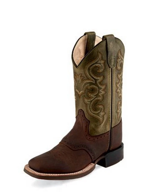 Old West Cowboy Boots Boys 3/4 Natural Welt Leather Brown BSC1915