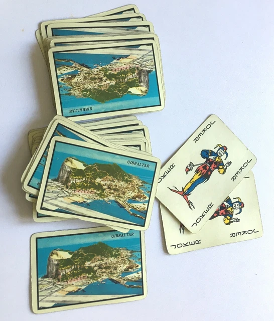 Vintage 1970's Plastic Box Gibraltar Playing Cards 2 Jokers - Complete!