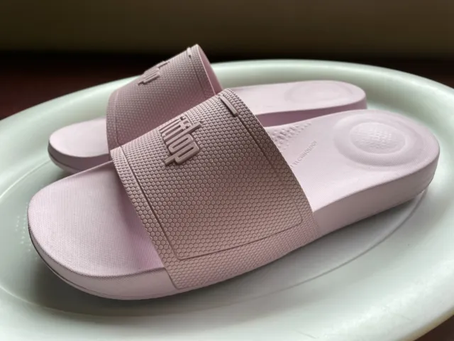Fitflop Iqushion Slide Sandal In Soft Lilac Rubber Womens Size 10 New