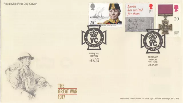 (131403) Great War Victoria Cross GB Cover VC for Valour Torquay 2018