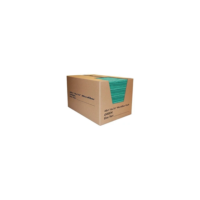 Zwipes 16 x 16"" Microfiber Cleaning Towel Green Package of 48 (H1-745)