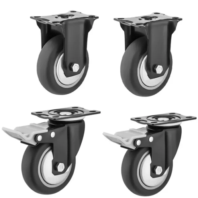 4 Pack 3" 4" 5" Caster Wheels Swivel Plate Polyurethane Wheels Heavy Duty Wheels