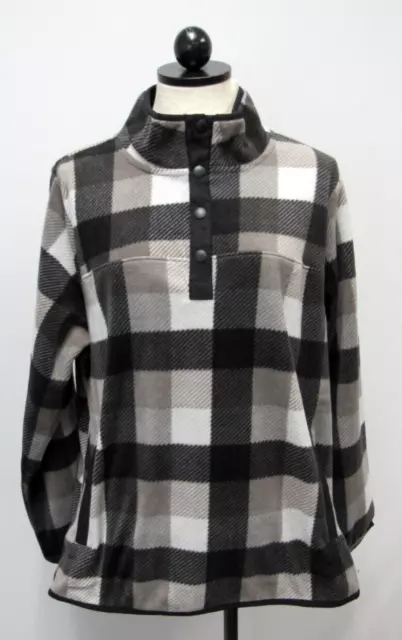 Vera Bradley Women's Pullover Fleece Top Black White Plaid Size XL 16-18 New