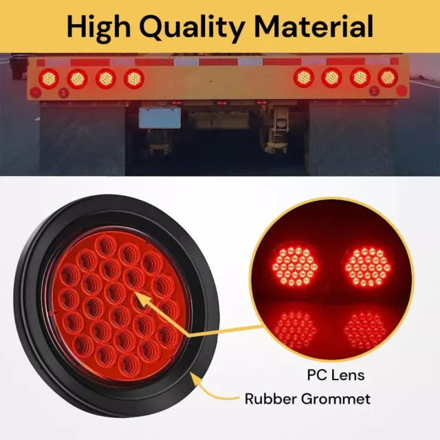 Round LED Tail Lights Stop Indicator Reverse Lamps Trailer Truck Car 12V 24V AU 3