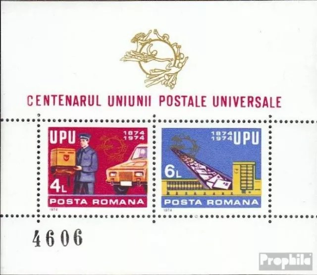 Rumänien Block112 (kompl.Ausg.) postfrisch 1974 100 Jahre UPU EUR 6