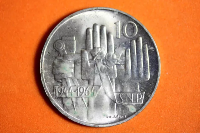 1964 Czechoslovakia Slovak Uprising 10 Korun Silver Coin #M18306