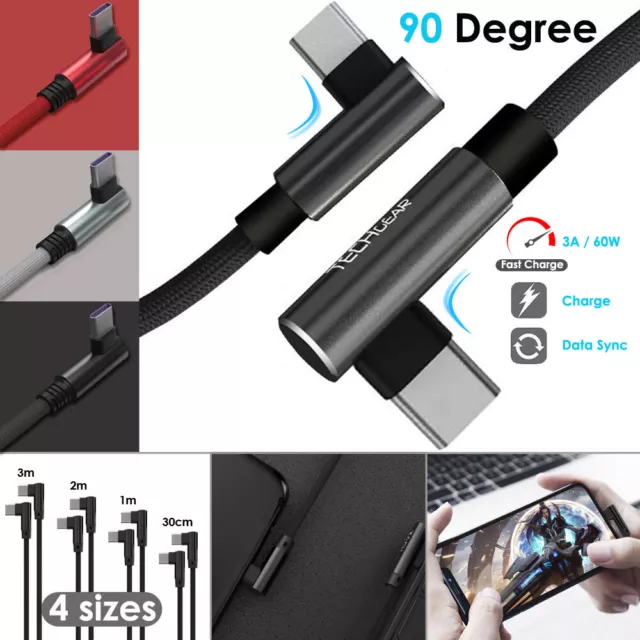 90 Degrés Angle Droit USB Type C Pour Rapide Données Sync Chargeur Câble Fil