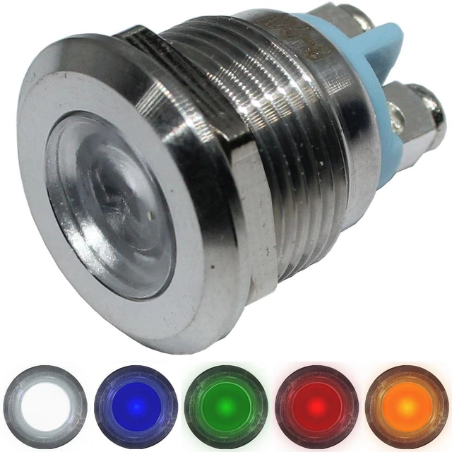 Produktbild von Lumonic LED Kontrollleuchte 12mm Grün – Edelstahl V2A, Schraubanschluss, IP67, 6-24V AC/DC, Für Auto, Boot & Maschinenbau