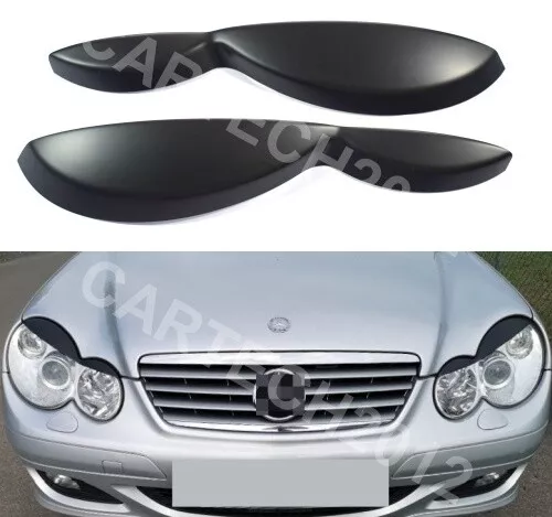 Headlight Eyebrow Eyelid Cover Mercedes C-class W203 Coupe, 2pcs, ABS PLASTIC