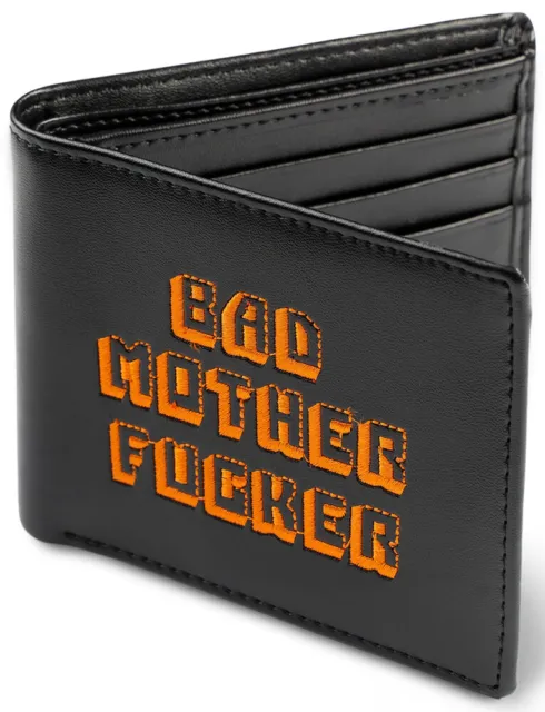 Black Orange Embroidered Bad Mother Fu**er Leather Wallet As in Pulp Fiction 3