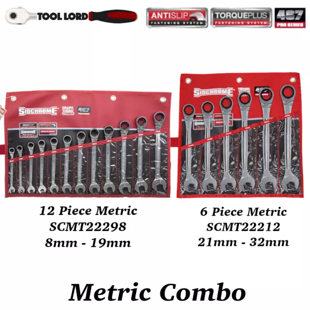 Sidchrome 12 piece metric online geared spanner set