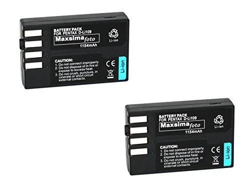 DSTE Lot 2 Batteries + Chargeur D-Li109 – Compatible Pentax K-R, K-30, K-50, K-500, K-S1, K-S2