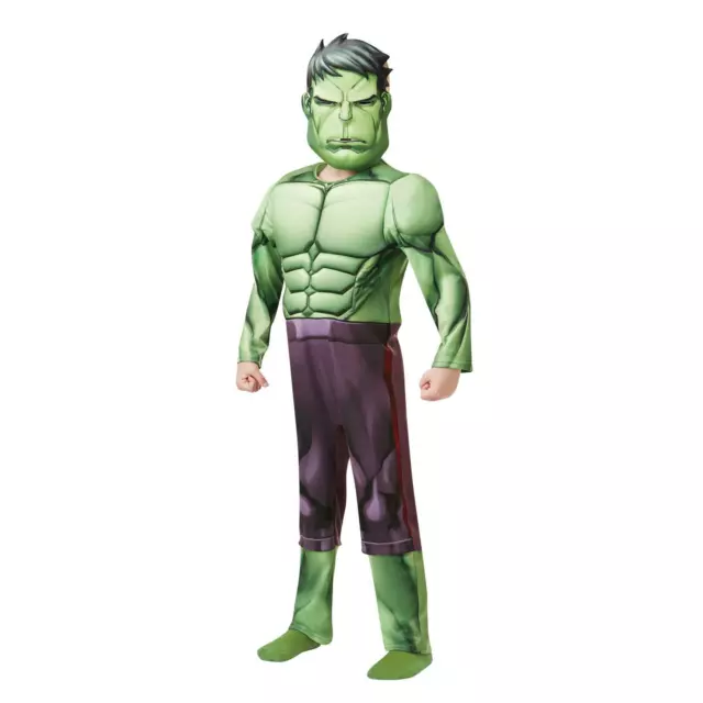 Kids Official Deluxe Hulk Muscle Chest Costume & Mask Boys Superhero Fancy Dress