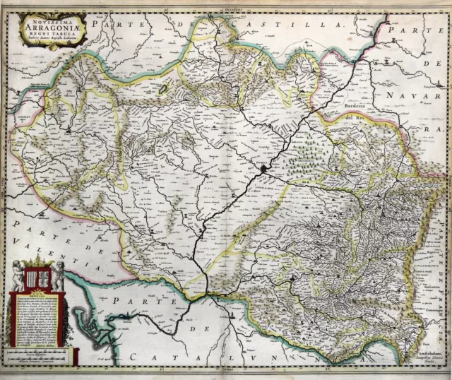 Spanien Aragon Original Kupferstich Landkarte Hondius 1633