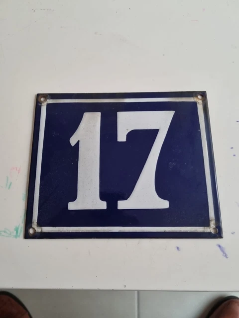 Ancienne plaque émaillée numéros de maison - French door number / Plaque émaillée bleue
