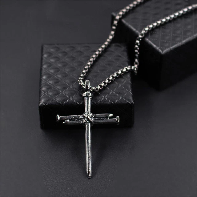 Collar Colgante Cuerda Cruzada Cristo Jesús Cadena de Joyería Cristiana
