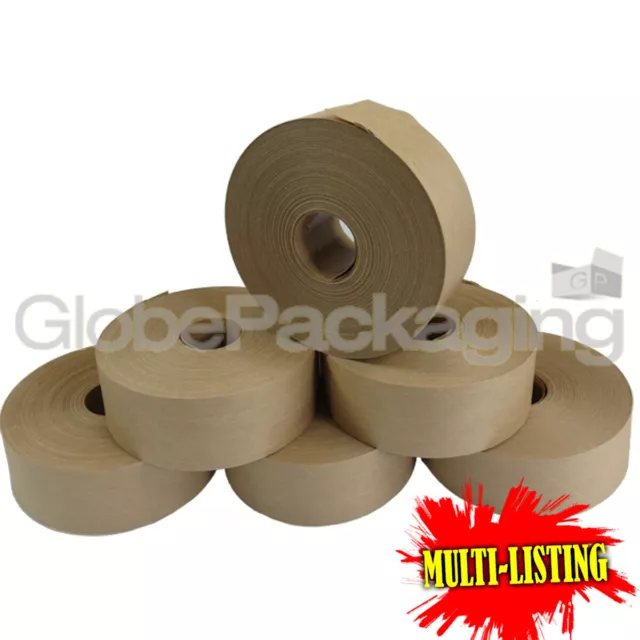 STRONG BROWN GUMMED PAPER WATER ACTIVATED TAPES STD/REINFORCED 48mm x 200M/100M