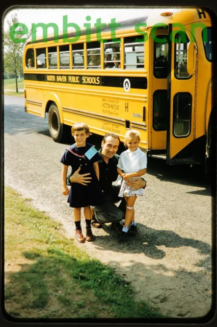 Original Slide, North Haven CT Connecticut Public Schools Bus, 1957