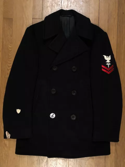 WW2 US COAST Guard USCG Pea Coat Blue Wool Jacket Petty Officer ...