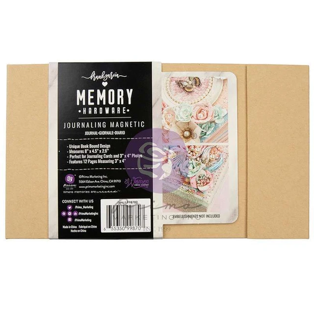 Álbum de chipboard de hardware de memoria Prima 8""X4.5""X2.6""-Journaling Mag 655350998707