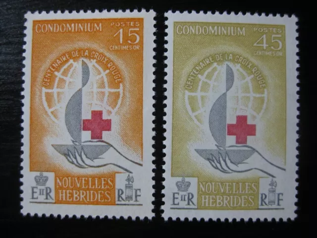 NEW HEBRIDES FRENCH COLONY Sc. #110-111 scarce mint stamp set! SCV $22.00