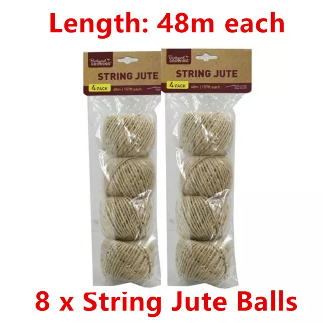 8 x Natural String Jute Yarn Twine Roll Rope Wrapping Arts Craft Decor Gardening