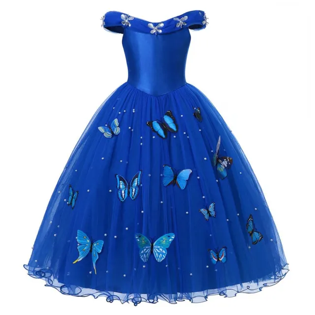 Girls Dress Princess Cinderella Dresses Kids Bead Birthday Party Costume