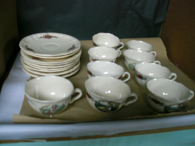 9 Paires Tasses  A  The     Sarreguemines  Decor  Obernai
