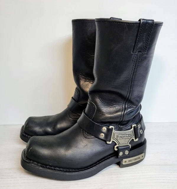 HARLEY DAVIDSON 91345 Leather Mega Harness Motorcycle Boots Men Size 8.