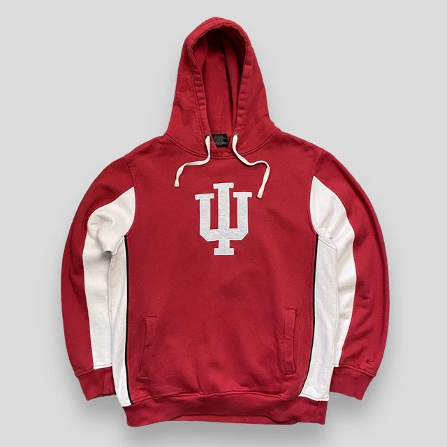 Felpa con cappuccio Colosseum Indiana Hoosiers rossa bianca ricamata, taglia media