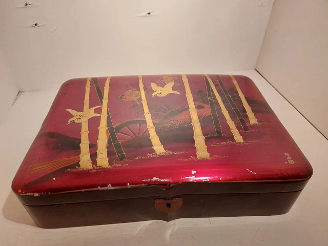Bougeoir bois H 13 peint main laqué signé artisanat ukrainien