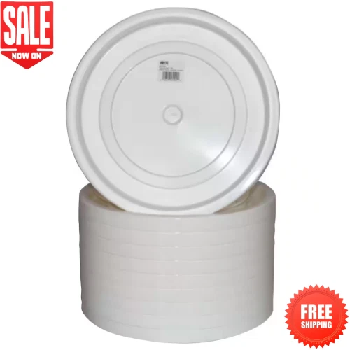 Paquete de 10 tapas de cubo de 3,5 galones y 5 galones de plástico resistente libre de BPA 12" blanco libre de BPA