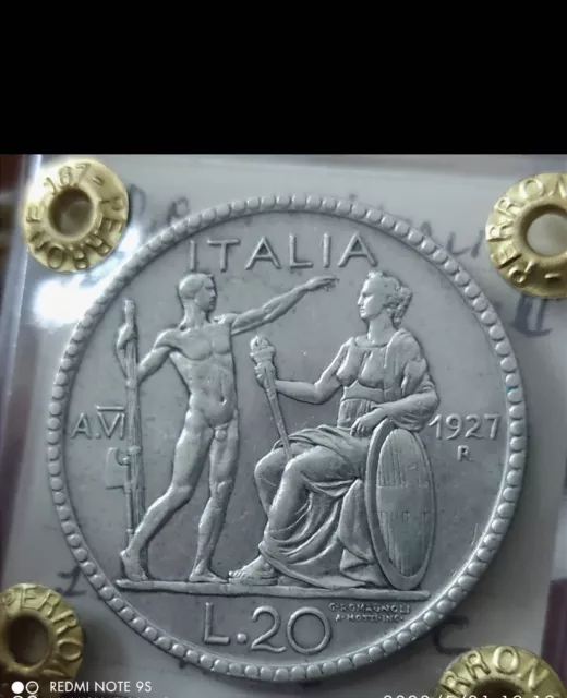 20 LIRE LITTORE 1927 periziato NC Regno d'Italia RARA 10,7,2