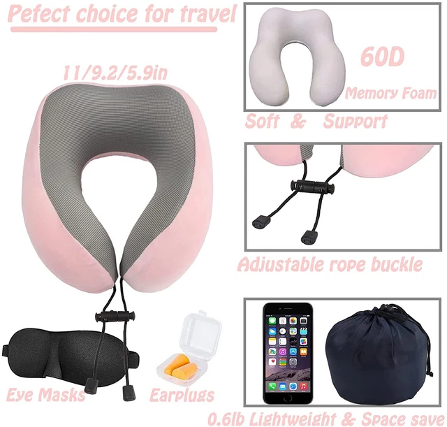 U-Shaped Memory Foam Rebound Travel Pillow Neck Support Head Rest Airplane Sleep 2