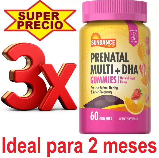 PRENATAL MULTI + DHA 3x60 gummies Ideal antes durante y despues del embarazo