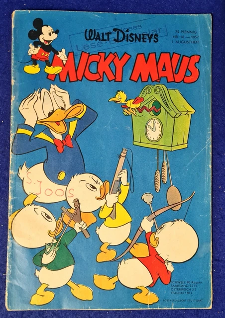 Micky Maus Comic Heft Nr.16 Z 3 Original Ehapa 1957  (525)