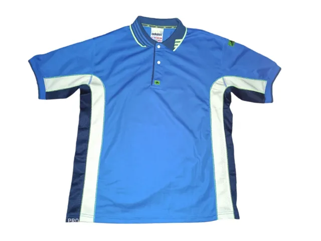 Adidas Equipment Vintage 90s Polo Manches Courtes Homme Taille L Bleu Brodé