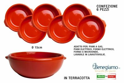 CERAMICHE BENEGIAMO SET 6 TEGAMINI GNOCCHI TERRACOTTA IDONEI PER MICROONDE 