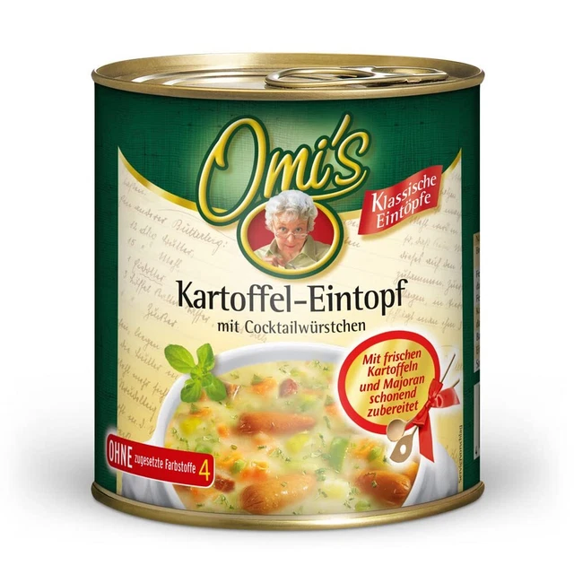 Stufati Omis stufato di patate zuppa pancetta pancetta salsiccia lattine 6 x 800 g NUOVO MHD 5/26