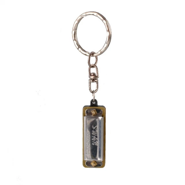 Cygne Harmonica Porte-Clé 4 Trous 8 Ton Portable Petit Bouche Orgue Argent