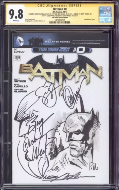 Batman #0 CGC 9.8 SS 5x Signed and Sketch Neal Adams, Lashley, Signed Adam West