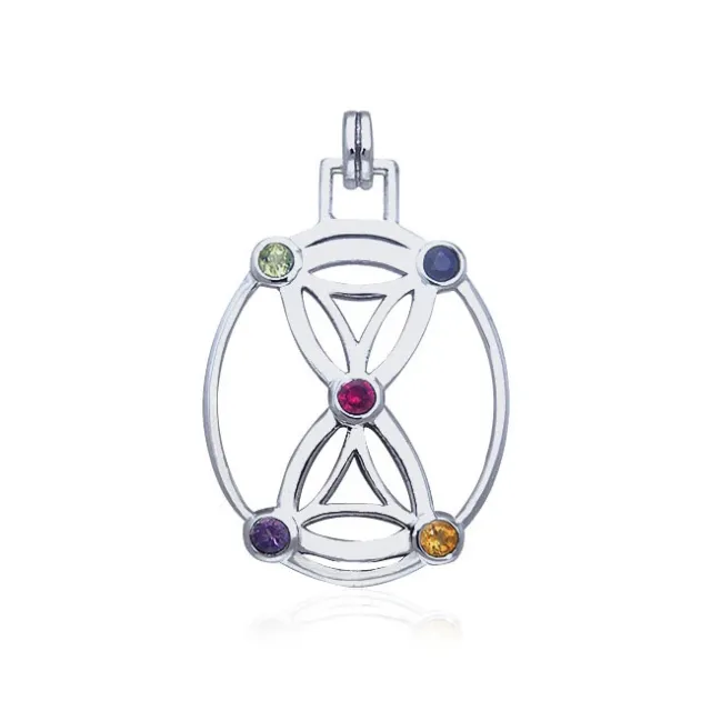 Hourglass Flower of Life .925 Sterling Silver Pendant Peter Stone Fine Jewelry