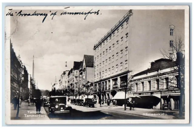 Tammerfors Tampere Finland  Postcard Hameenkatu Main Street 1930 RPPC Photo