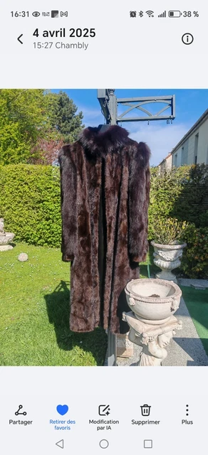 Manteau Long En Fourrure Vison Véritable - Marque Samaritaine - Taille M - Occasion Très Bon état - Thème Paris Printemps