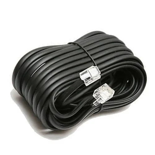 18' ft Telephone Extension Cord Black Phone Cable Wire Line W/ Connectors